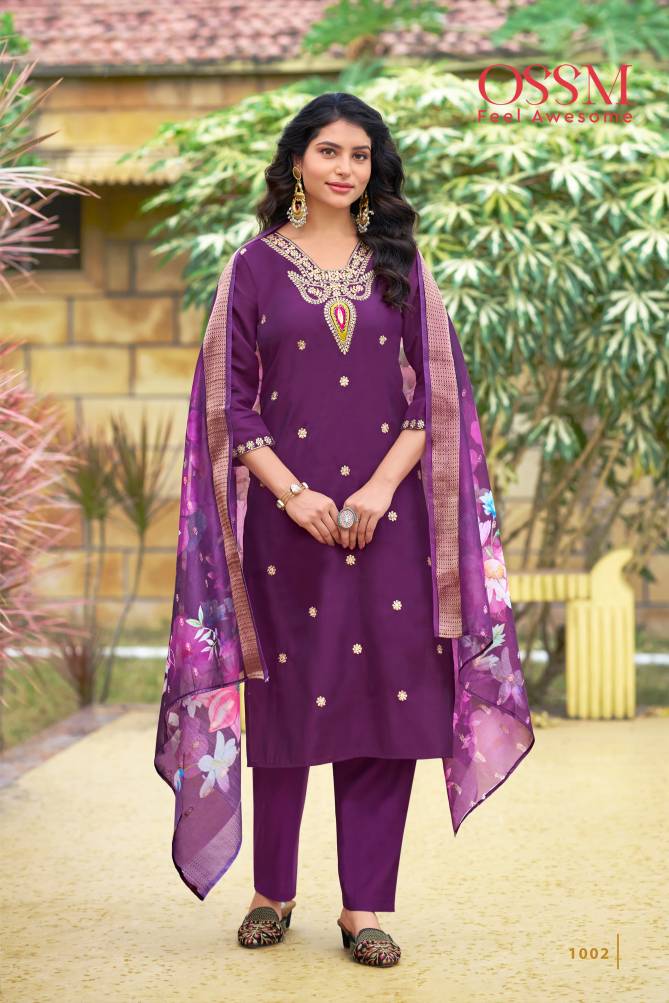 Nusrat By Ossm Viscose Roman Silk Embroidery Kurti With Bottom Dupatta Wholesalers In Delhi